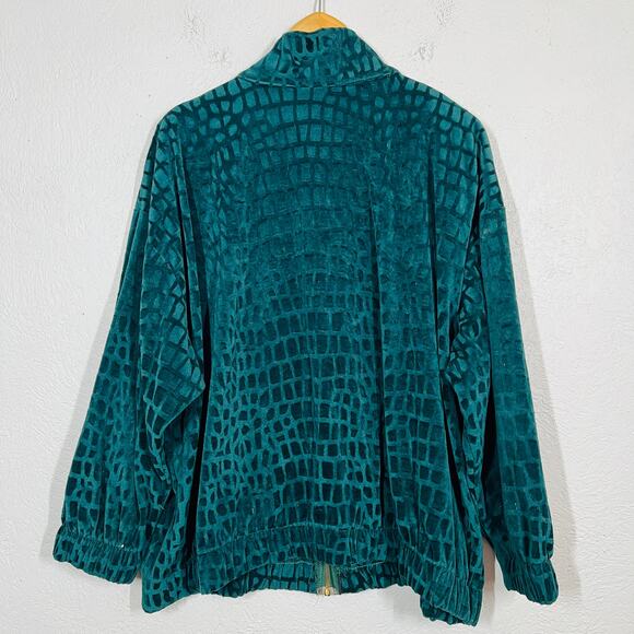 Silver Threads Velour Track Jacket Reptile Print Tassel Jewel Green Gold - 2XP - Picture 4 of 8